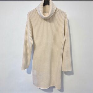 ABERCROMBIE & FITCH CREAM RIBBED TURTLENECK SWEATER DRESS MT